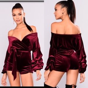 Red velvet romper